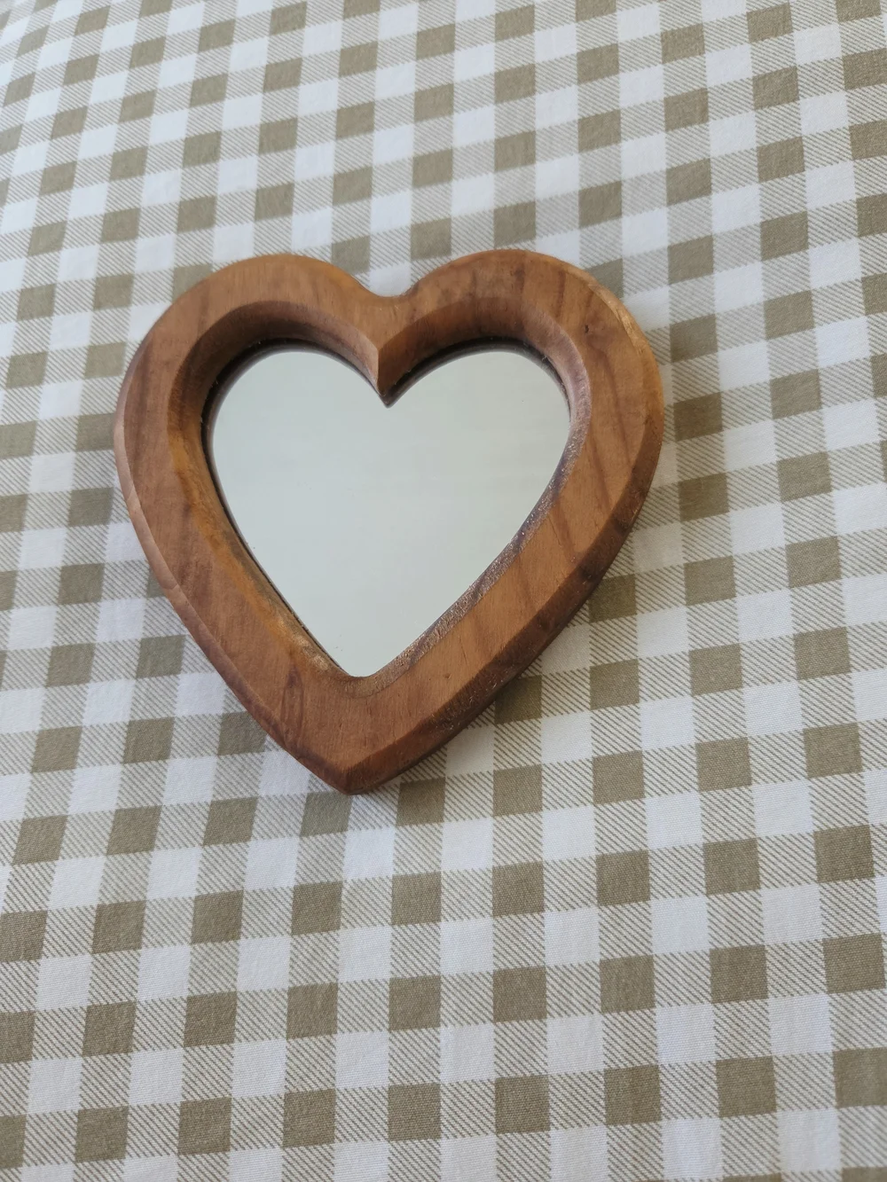 Vintage Heart-Shaped Oak Wooden Framed Mirror